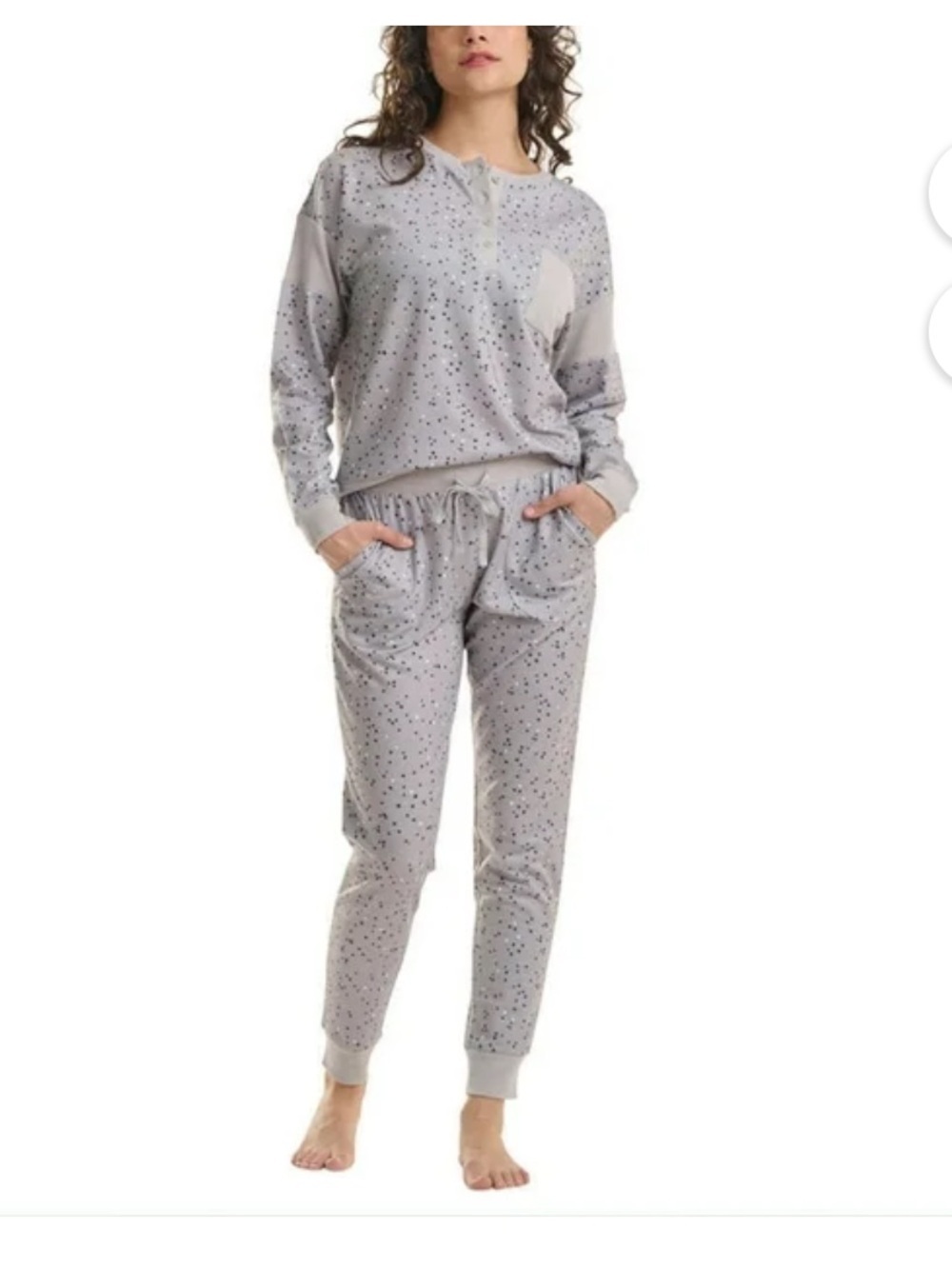 Splendid Women's 2-Piece PJ Soft French Terry Top and Pants Lounge Set-Gray Sz 2